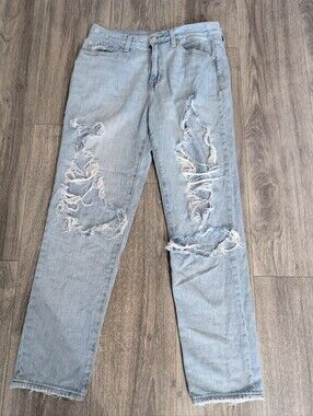 Pistola Distressed Straight Leg Jeans Size 28 Light Wash